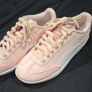 Puma Light Pink and White Low-Top Sneakers